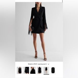 EXPRESS Fringe Sleeve Mini Blazer Dress
